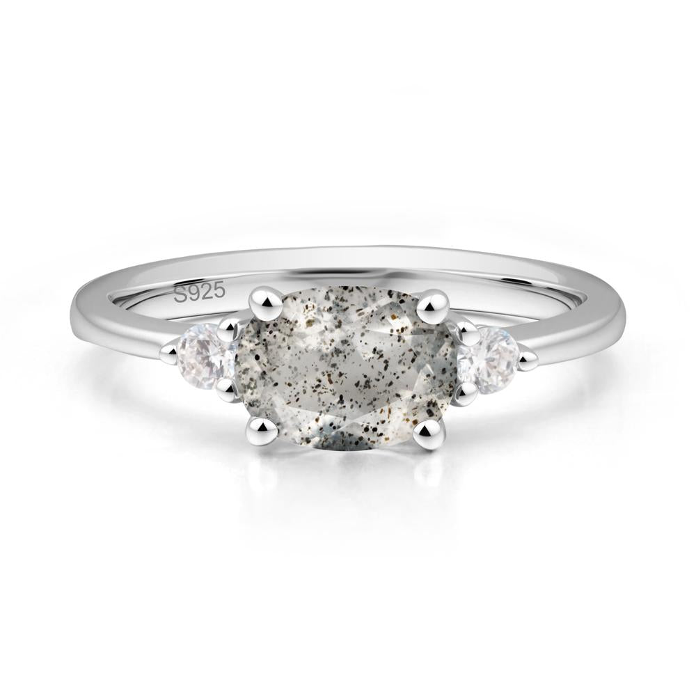 Oval East West Herkimer Diamond Trilogy Ring - LUO Jewelry #metal_sterling silver