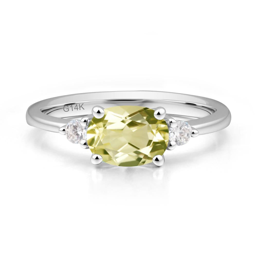 Oval East West Lemon Quartz Trilogy Ring - LUO Jewelry #metal_14k white gold
