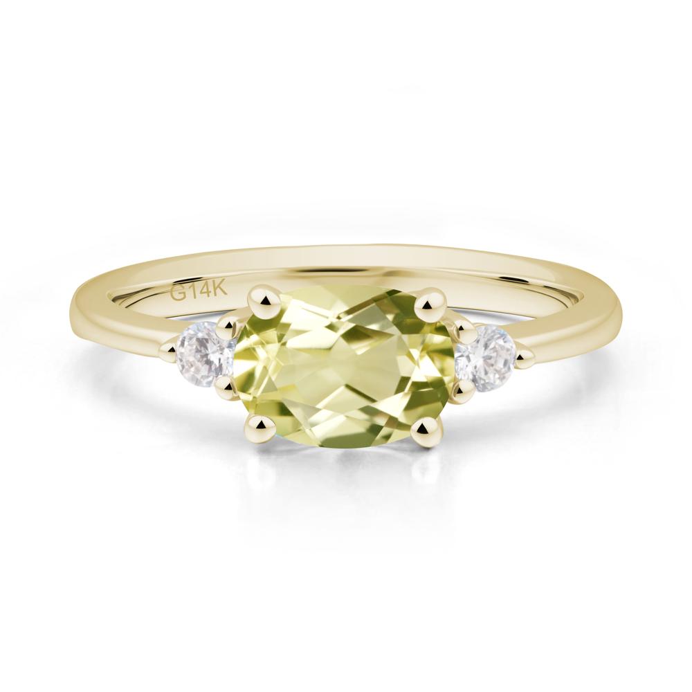 Oval East West Lemon Quartz Trilogy Ring - LUO Jewelry #metal_14k yellow gold