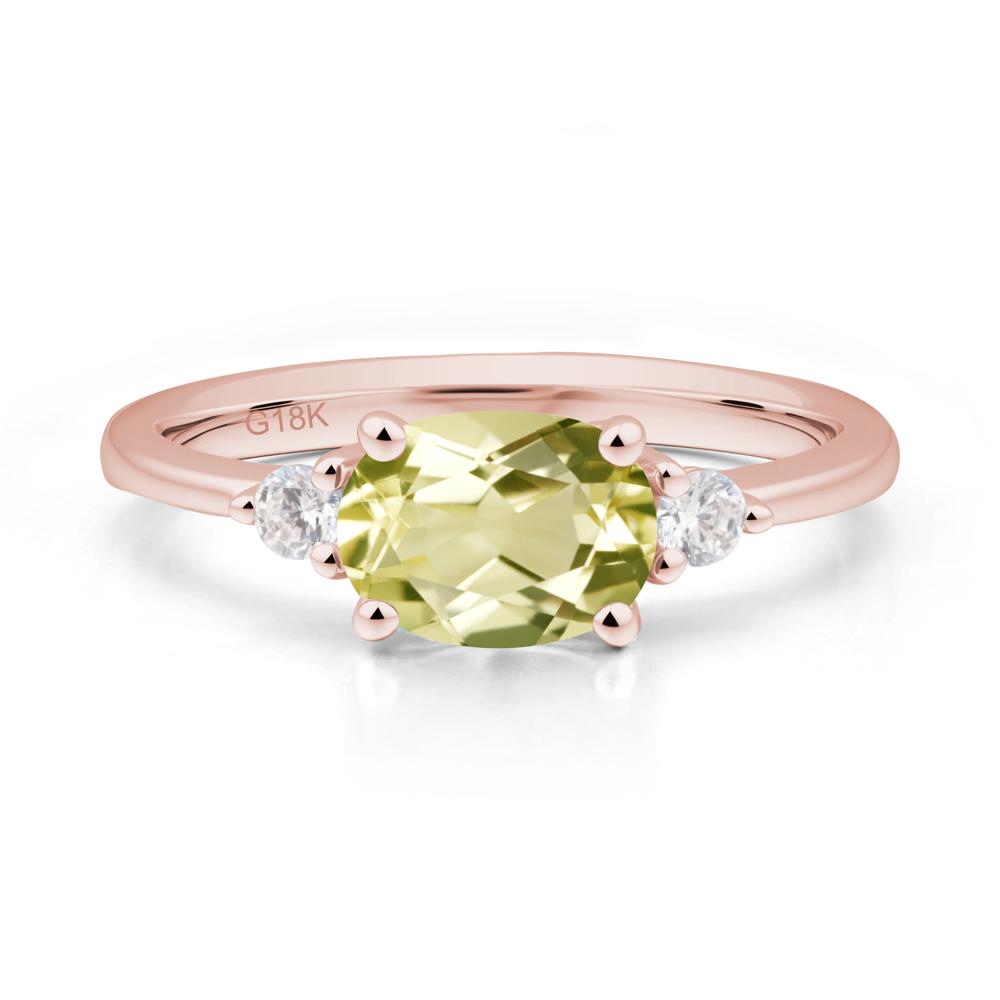 Oval East West Lemon Quartz Trilogy Ring - LUO Jewelry #metal_18k rose gold