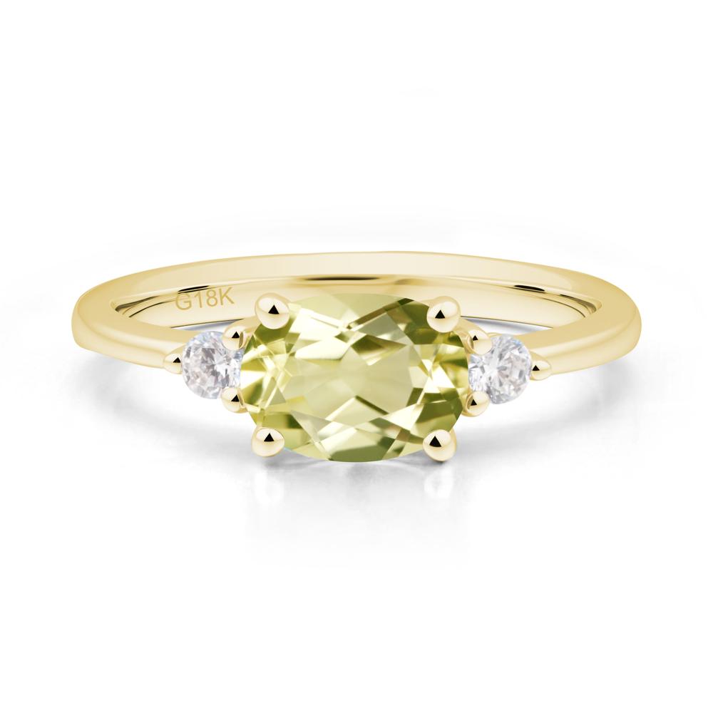 Oval East West Lemon Quartz Trilogy Ring - LUO Jewelry #metal_18k yellow gold