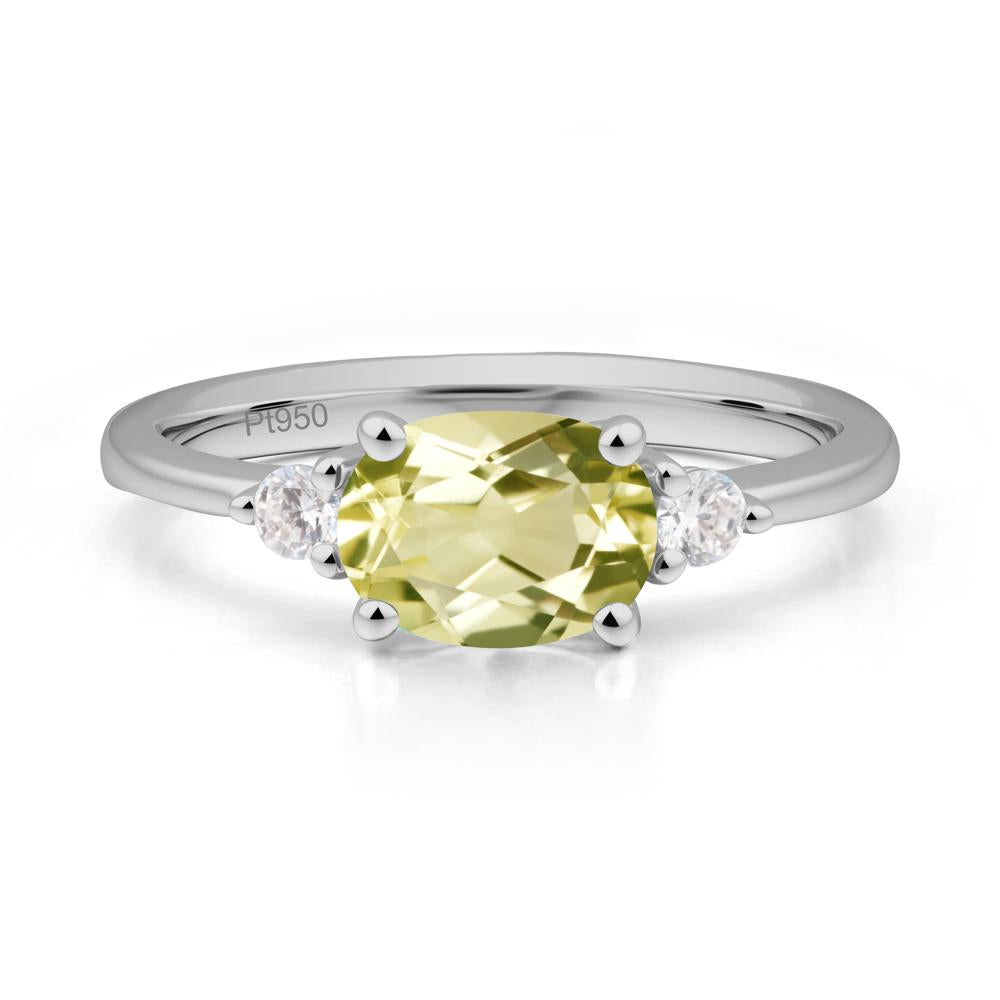 Oval East West Lemon Quartz Trilogy Ring - LUO Jewelry #metal_platinum