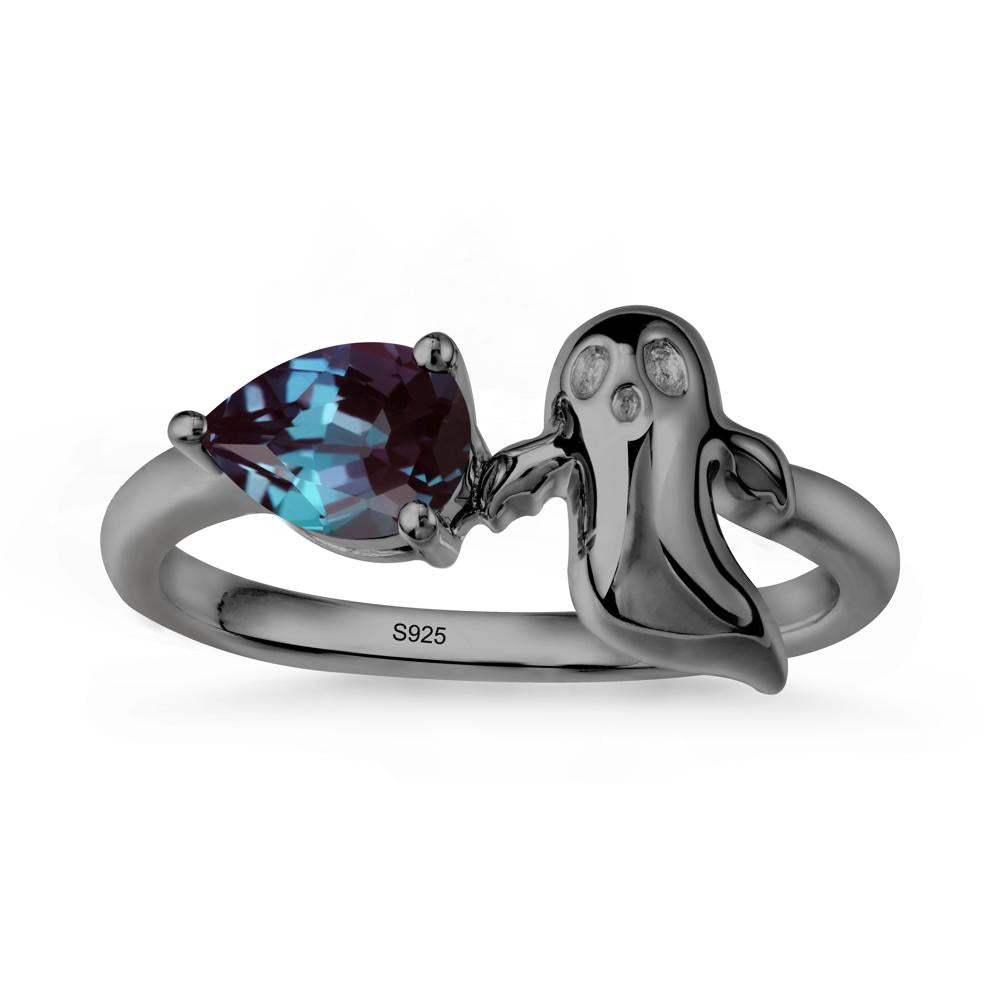 Halloween Ghost Alexandrite Ring - LUO Jewelry #metal_black finish sterling silver