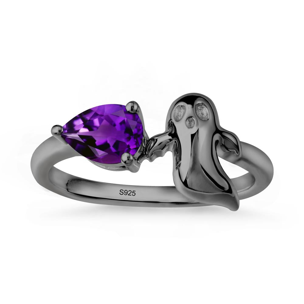 Gothic Ghost Amethyst Ring - LUO Jewelry #metal_black finish sterling silver