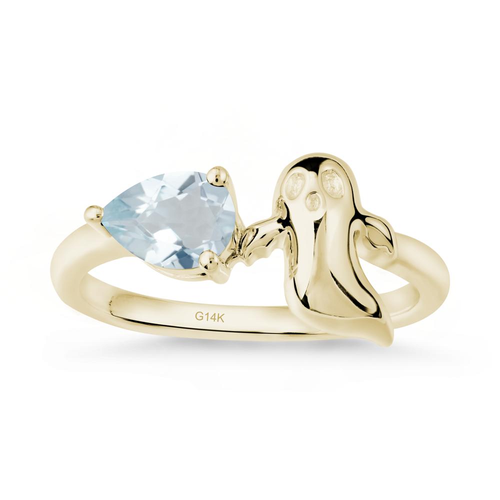 Pear Shapped Aquamarine Gothic Ring - LUO Jewelry #metal_14k yellow gold