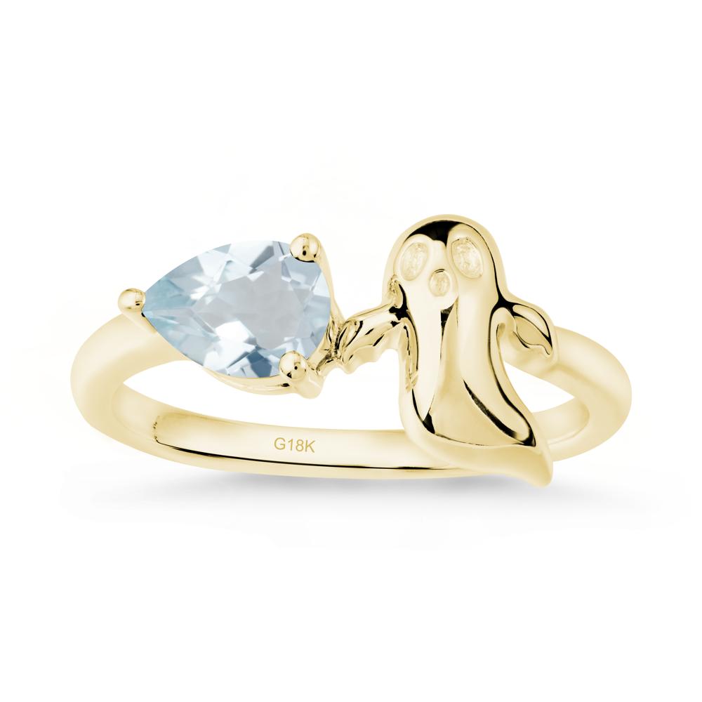 Pear Shapped Aquamarine Gothic Ring - LUO Jewelry #metal_18k yellow gold