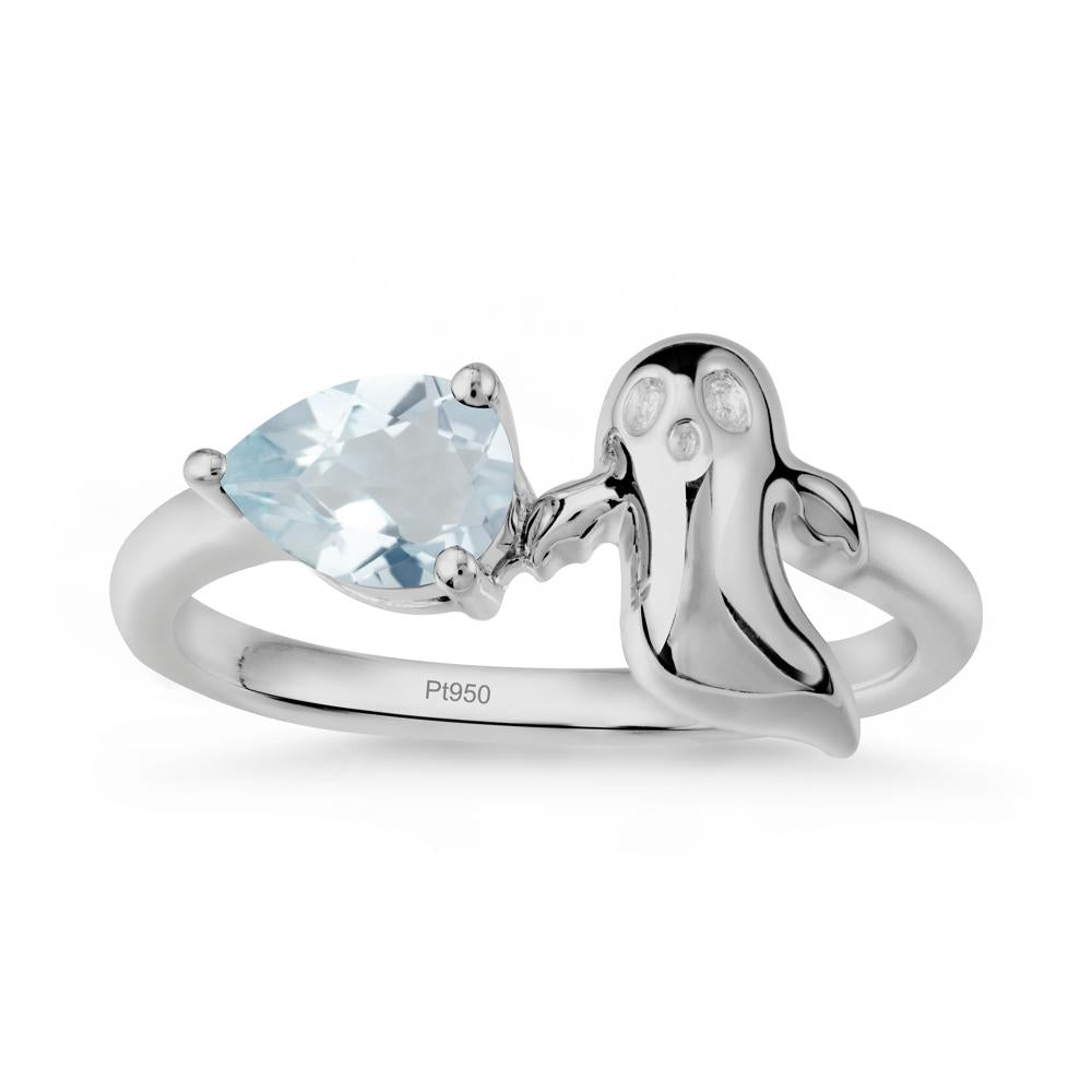 Pear Shapped Aquamarine Gothic Ring - LUO Jewelry #metal_platinum