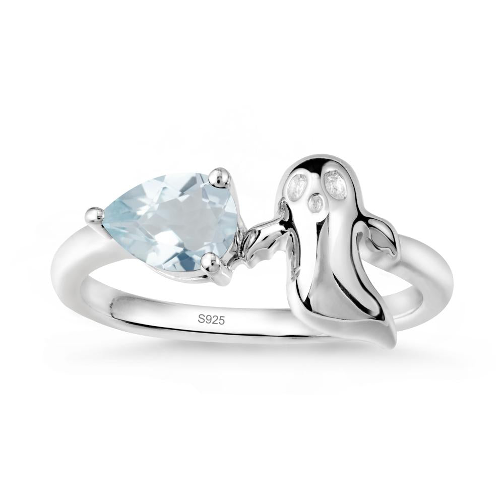 Pear Shapped Aquamarine Gothic Ring - LUO Jewelry #metal_sterling silver