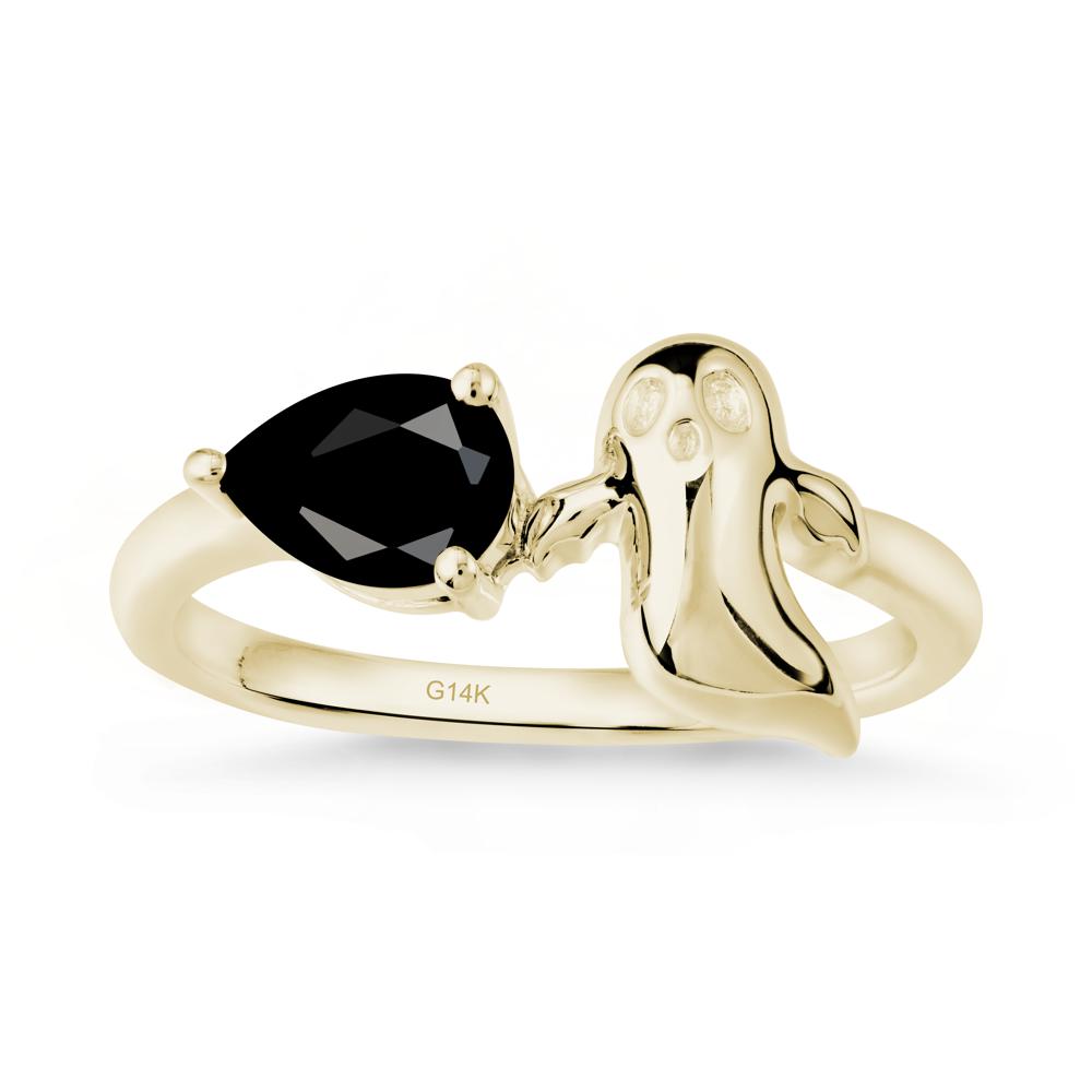Gothic Ghost Black Spinel Ring - LUO Jewelry #metal_14k yellow gold