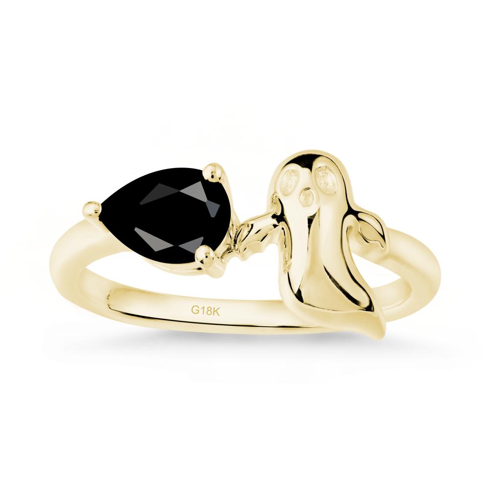 Gothic Ghost Black Spinel Ring - LUO Jewelry #metal_18k yellow gold