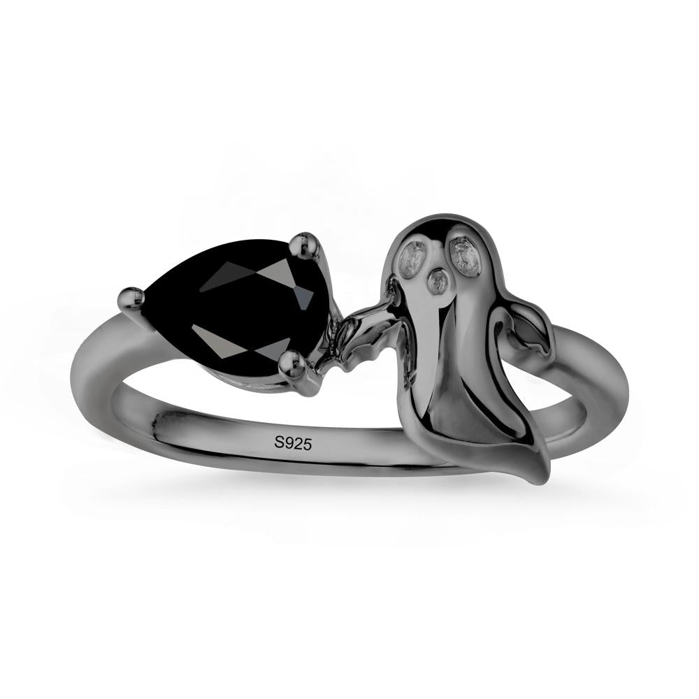 Gothic Ghost Black Spinel Ring - LUO Jewelry #metal_black finish sterling silver