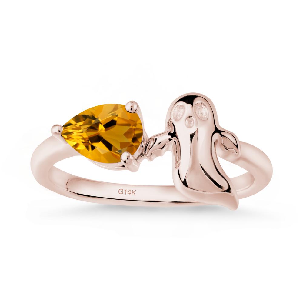 Pear Shapped Citrine Gothic Ring - LUO Jewelry #metal_14k rose gold