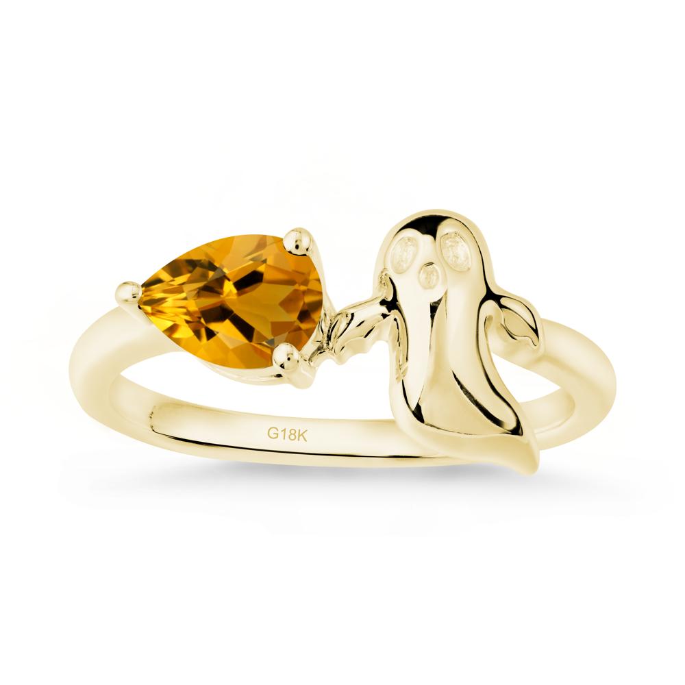 Pear Shapped Citrine Gothic Ring - LUO Jewelry #metal_18k yellow gold