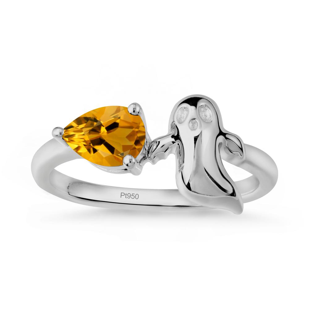 Pear Shapped Citrine Gothic Ring - LUO Jewelry #metal_platinum