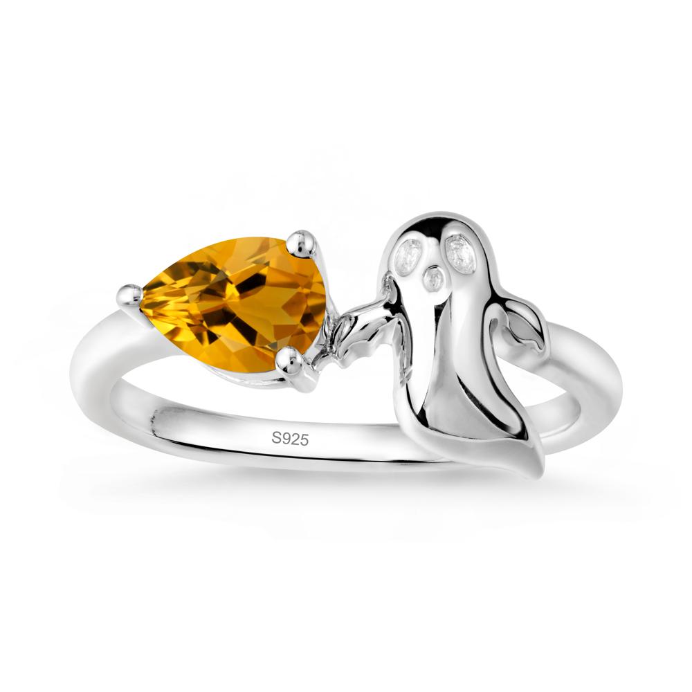 Pear Shapped Citrine Gothic Ring - LUO Jewelry #metal_sterling silver