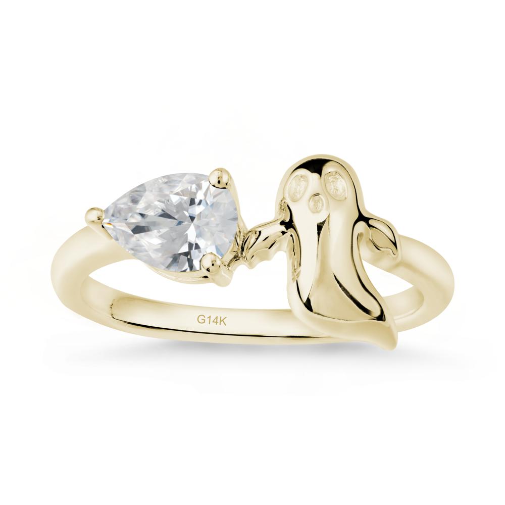 Halloween Ghost Cubic Zirconia Ring - LUO Jewelry #metal_14k yellow gold