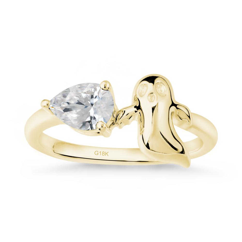 Halloween Ghost Cubic Zirconia Ring - LUO Jewelry #metal_18k yellow gold