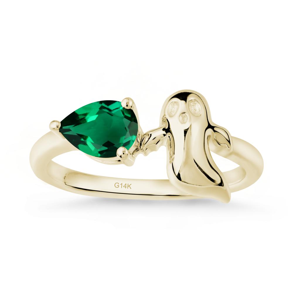 Gothic Ghost Emerald Ring - LUO Jewelry #metal_14k yellow gold
