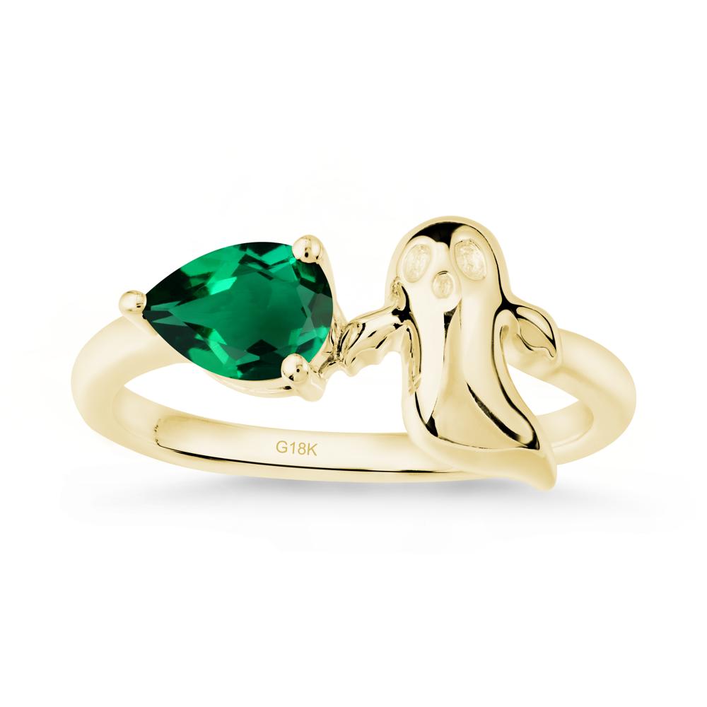 Gothic Ghost Emerald Ring - LUO Jewelry #metal_18k yellow gold