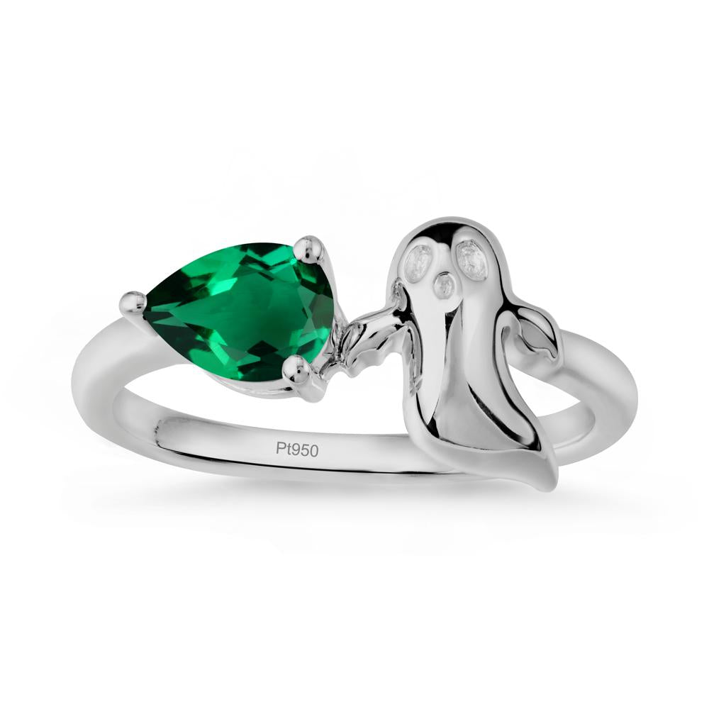 Gothic Ghost Emerald Ring - LUO Jewelry #metal_platinum