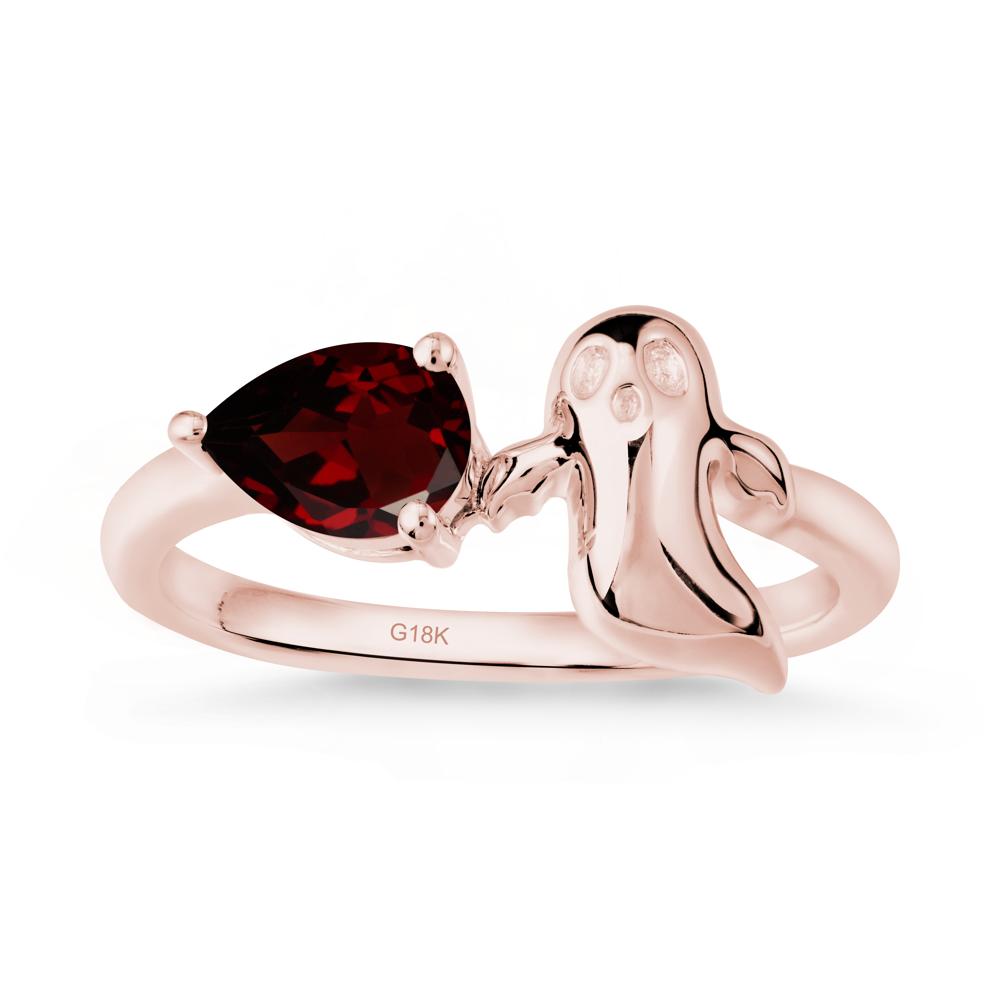 Pear Shapped Garnet Gothic Ring - LUO Jewelry #metal_18k rose gold