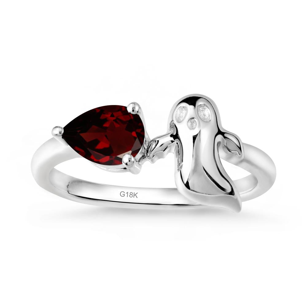 Pear Shapped Garnet Gothic Ring - LUO Jewelry #metal_18k white gold