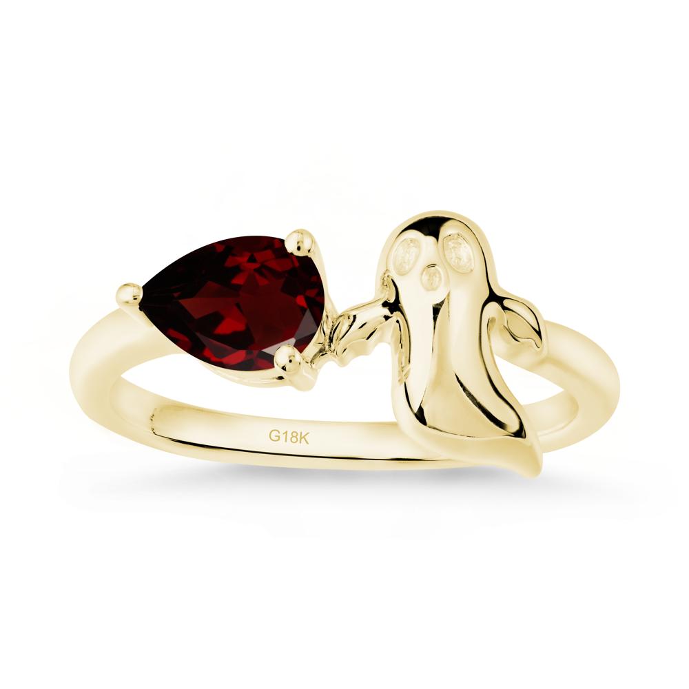 Pear Shapped Garnet Gothic Ring - LUO Jewelry #metal_18k yellow gold