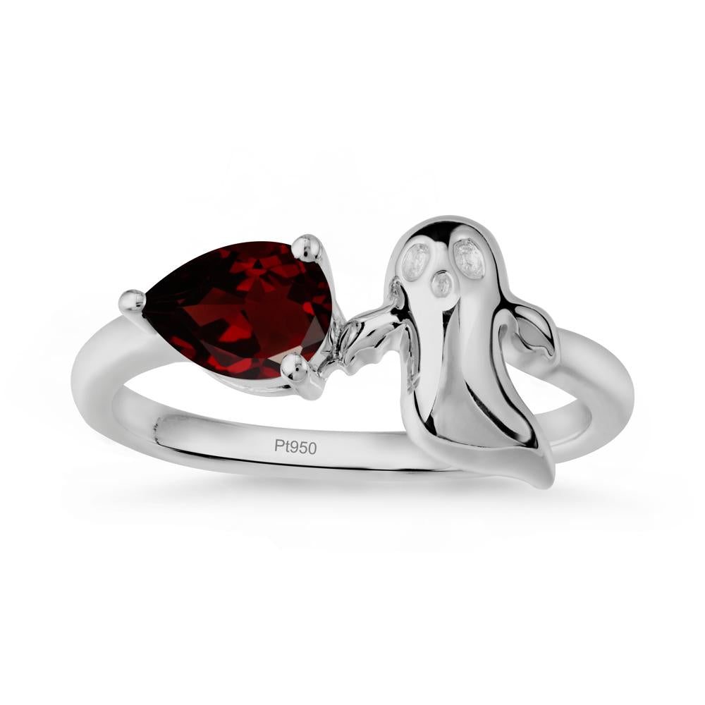 Pear Shapped Garnet Gothic Ring - LUO Jewelry #metal_platinum