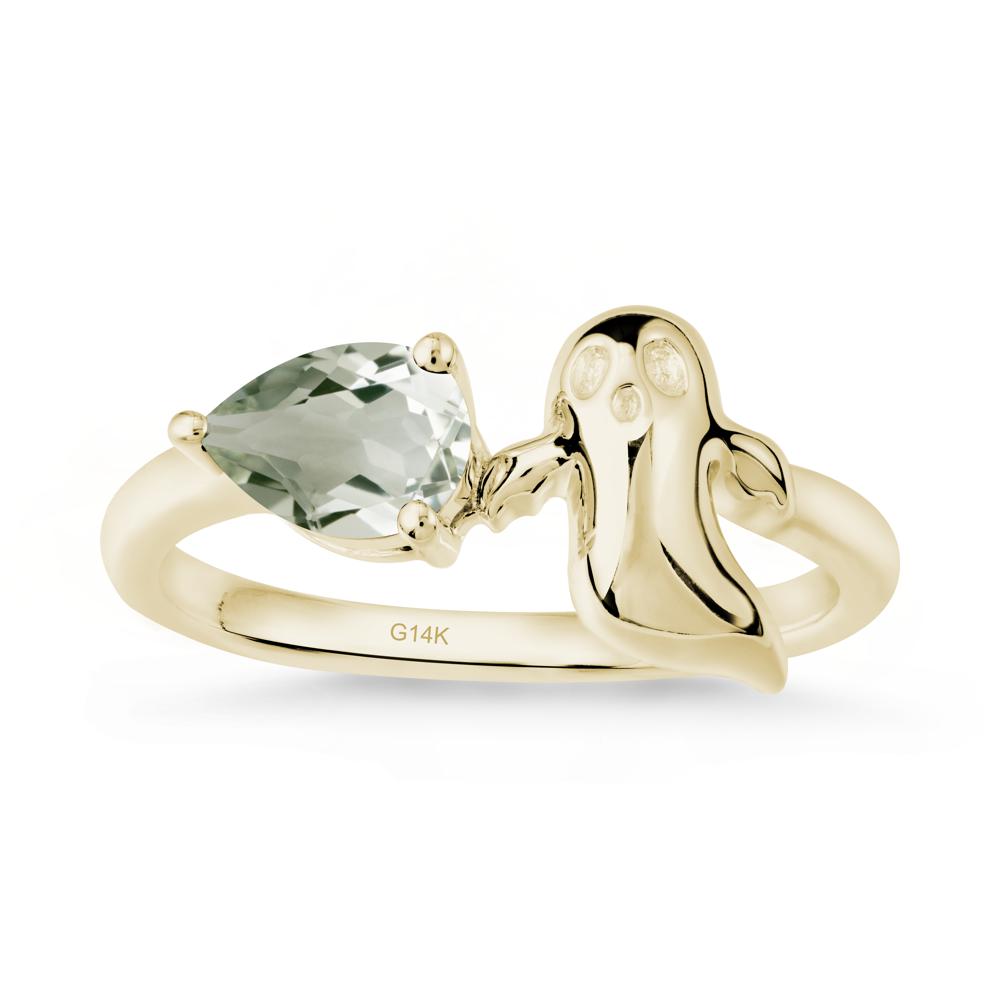Halloween Ghost Green Amethyst Ring - LUO Jewelry #metal_14k yellow gold