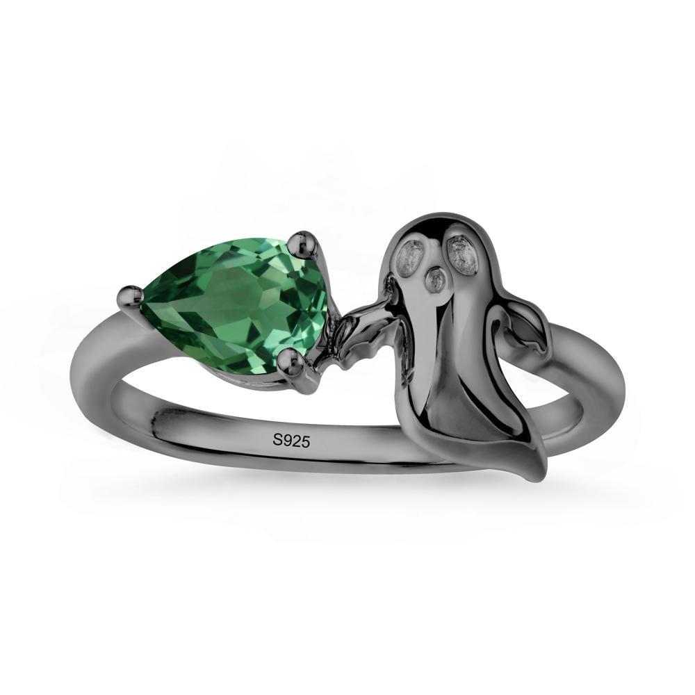 Gothic Ghost Green Sapphire Ring - LUO Jewelry #metal_black finish sterling silver