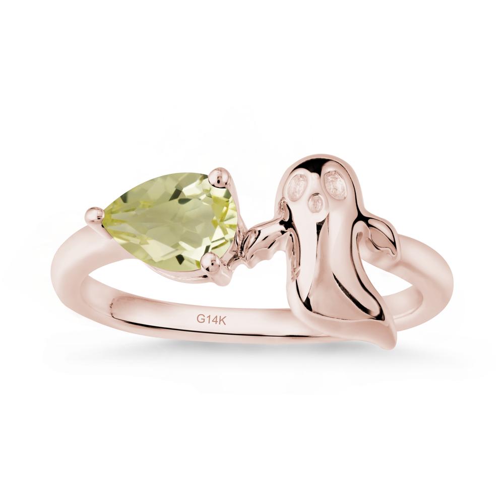 Pear Shapped Lemon Quartz Gothic Ring - LUO Jewelry #metal_14k rose gold
