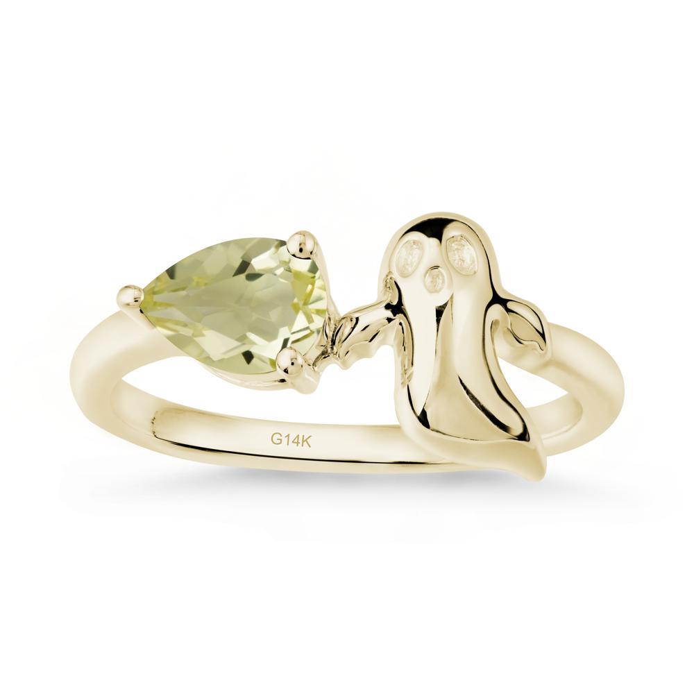 Pear Shapped Lemon Quartz Gothic Ring - LUO Jewelry #metal_14k yellow gold