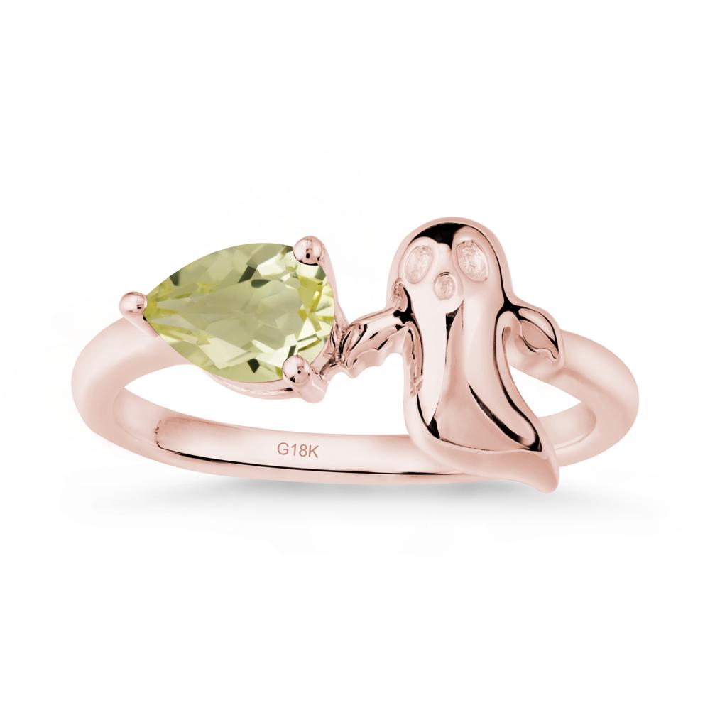 Pear Shapped Lemon Quartz Gothic Ring - LUO Jewelry #metal_18k rose gold
