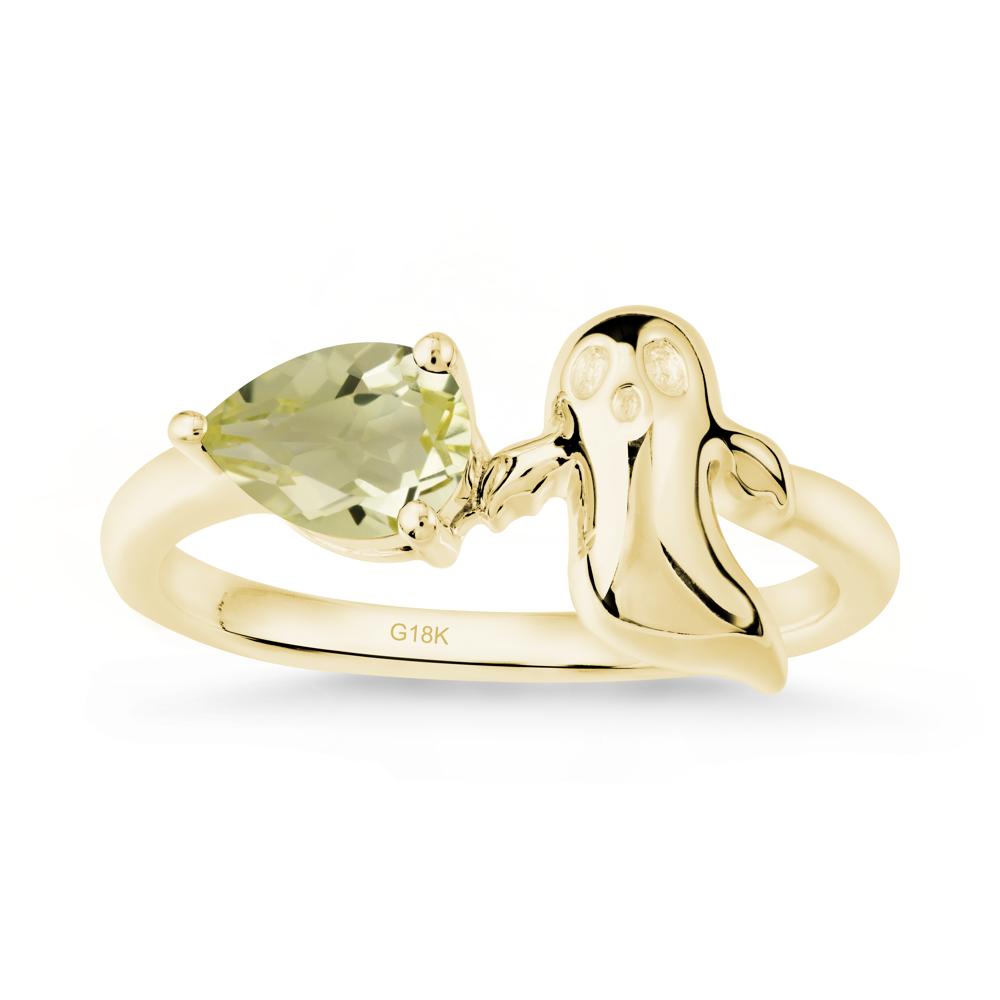 Pear Shapped Lemon Quartz Gothic Ring - LUO Jewelry #metal_18k yellow gold