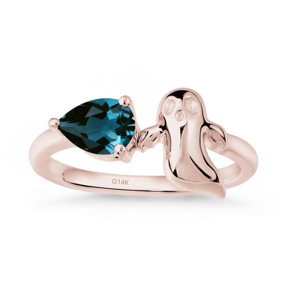 Halloween Ghost London Blue Topaz Ring - LUO Jewelry #metal_14k rose gold
