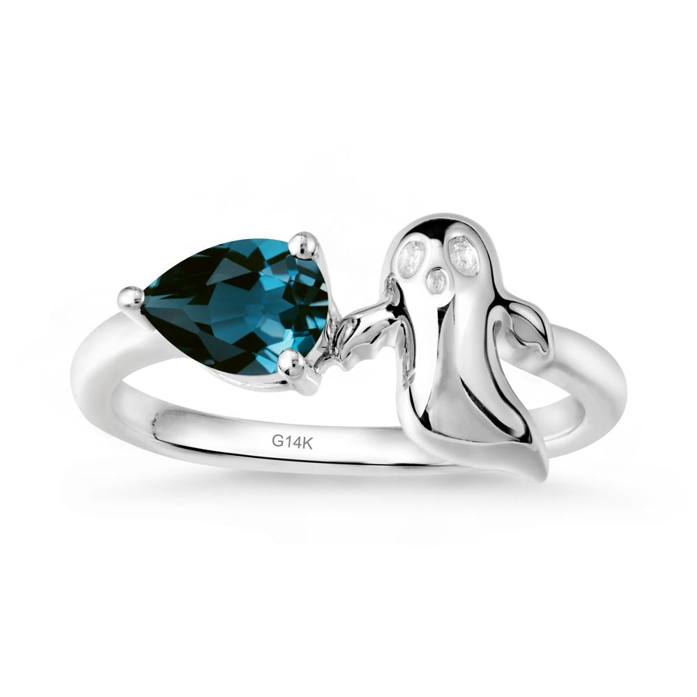 Halloween Ghost London Blue Topaz Ring - LUO Jewelry #metal_14k white gold