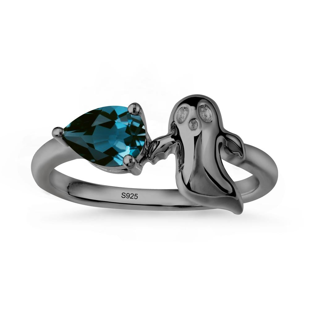 Halloween Ghost London Blue Topaz Ring - LUO Jewelry #metal_black finish sterling silver