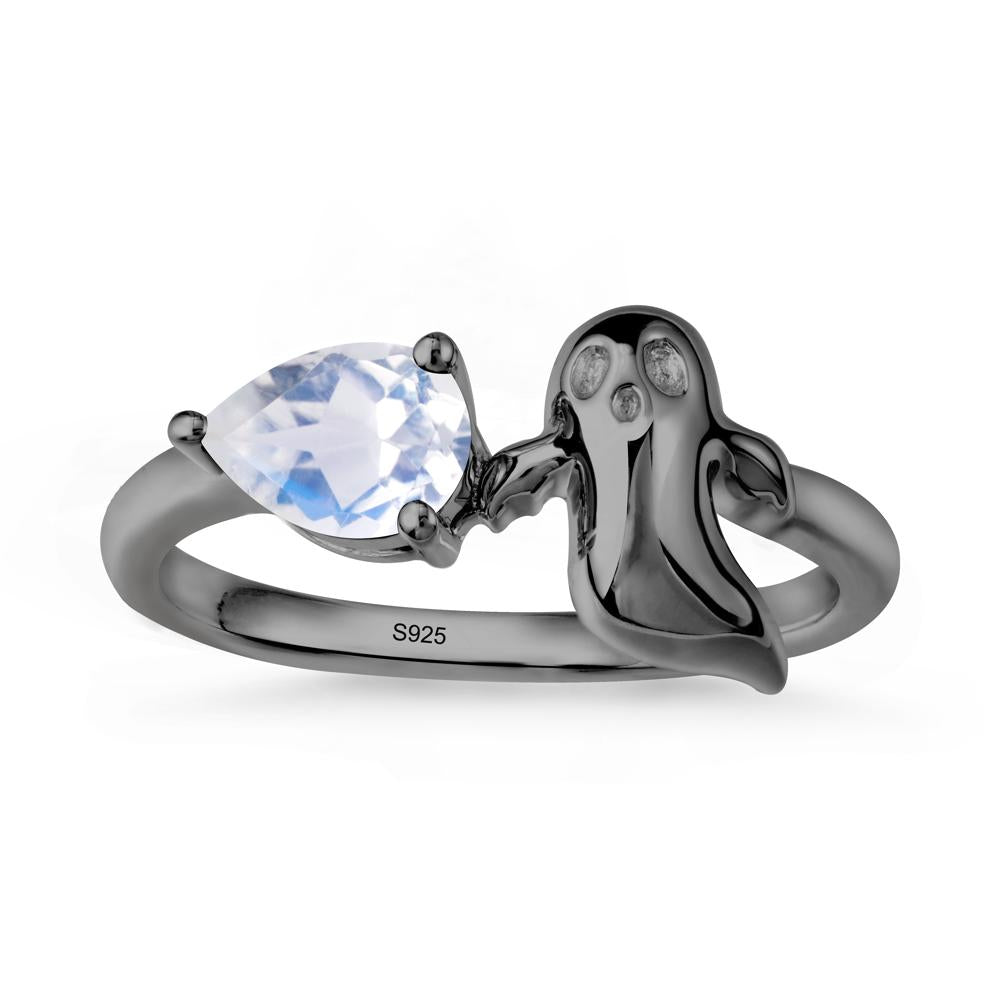 Gothic Ghost Moonstone Ring - LUO Jewelry #metal_black finish sterling silver