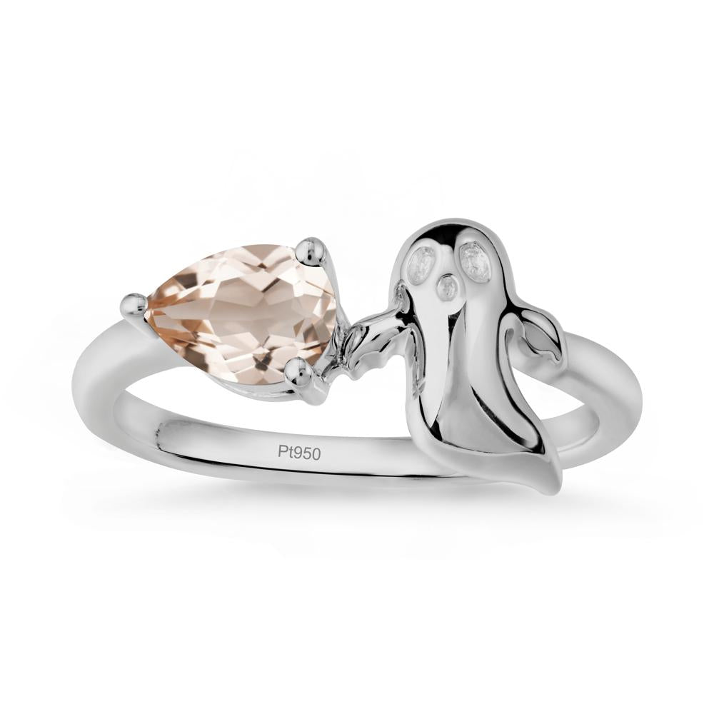 Pear Shapped Morganite Gothic Ring - LUO Jewelry #metal_platinum