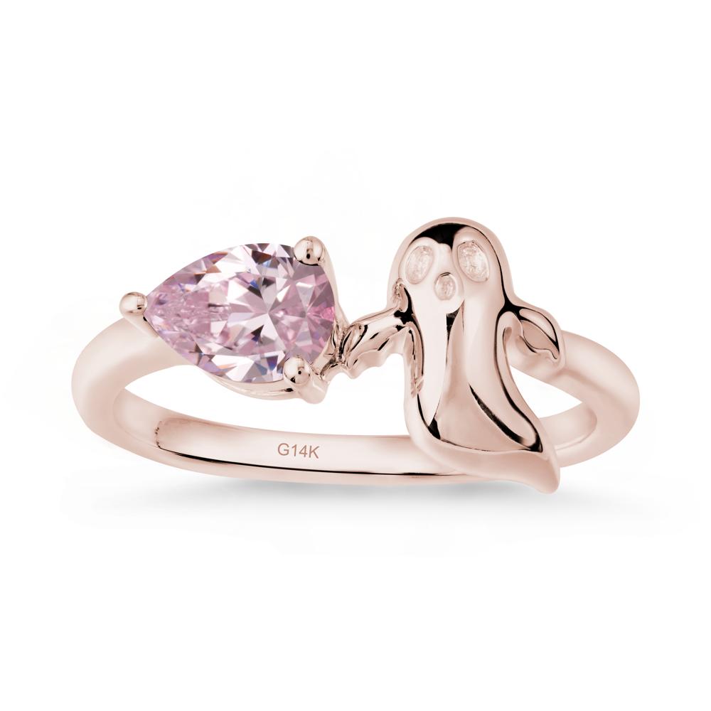 Gothic Ghost Pink Cubic Zirconia Ring - LUO Jewelry #metal_14k rose gold