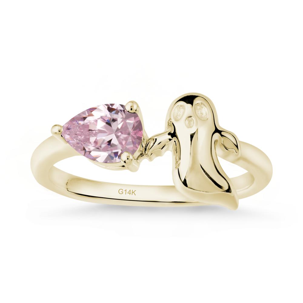 Gothic Ghost Pink Cubic Zirconia Ring - LUO Jewelry #metal_14k yellow gold