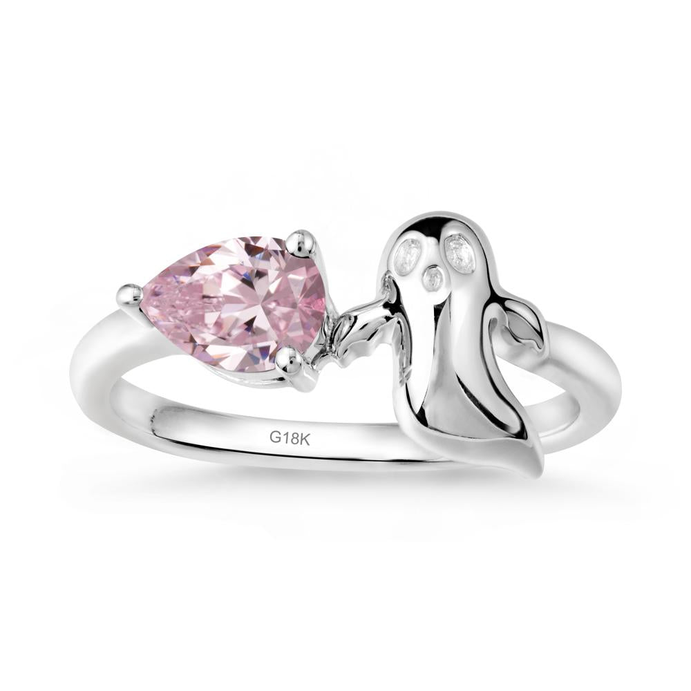 Gothic Ghost Pink Cubic Zirconia Ring - LUO Jewelry #metal_18k white gold