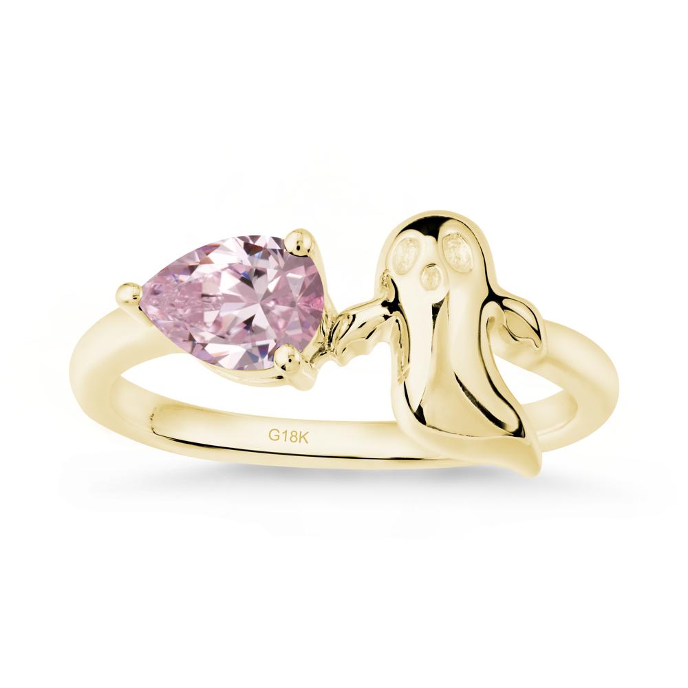 Gothic Ghost Pink Cubic Zirconia Ring - LUO Jewelry #metal_18k yellow gold
