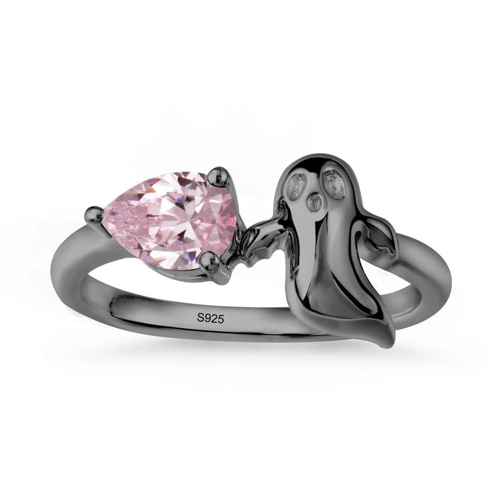 Gothic Ghost Pink Cubic Zirconia Ring - LUO Jewelry #metal_black finish sterling silver