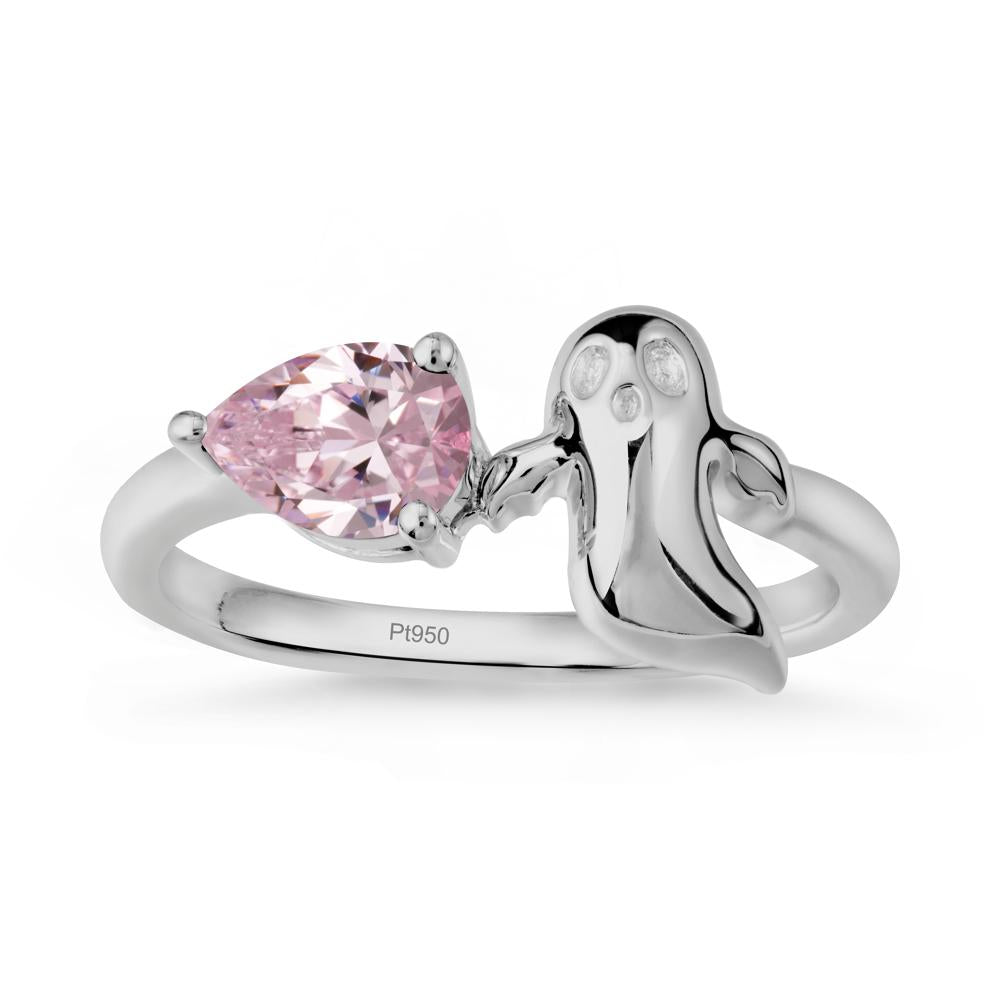 Gothic Ghost Pink Cubic Zirconia Ring - LUO Jewelry #metal_platinum