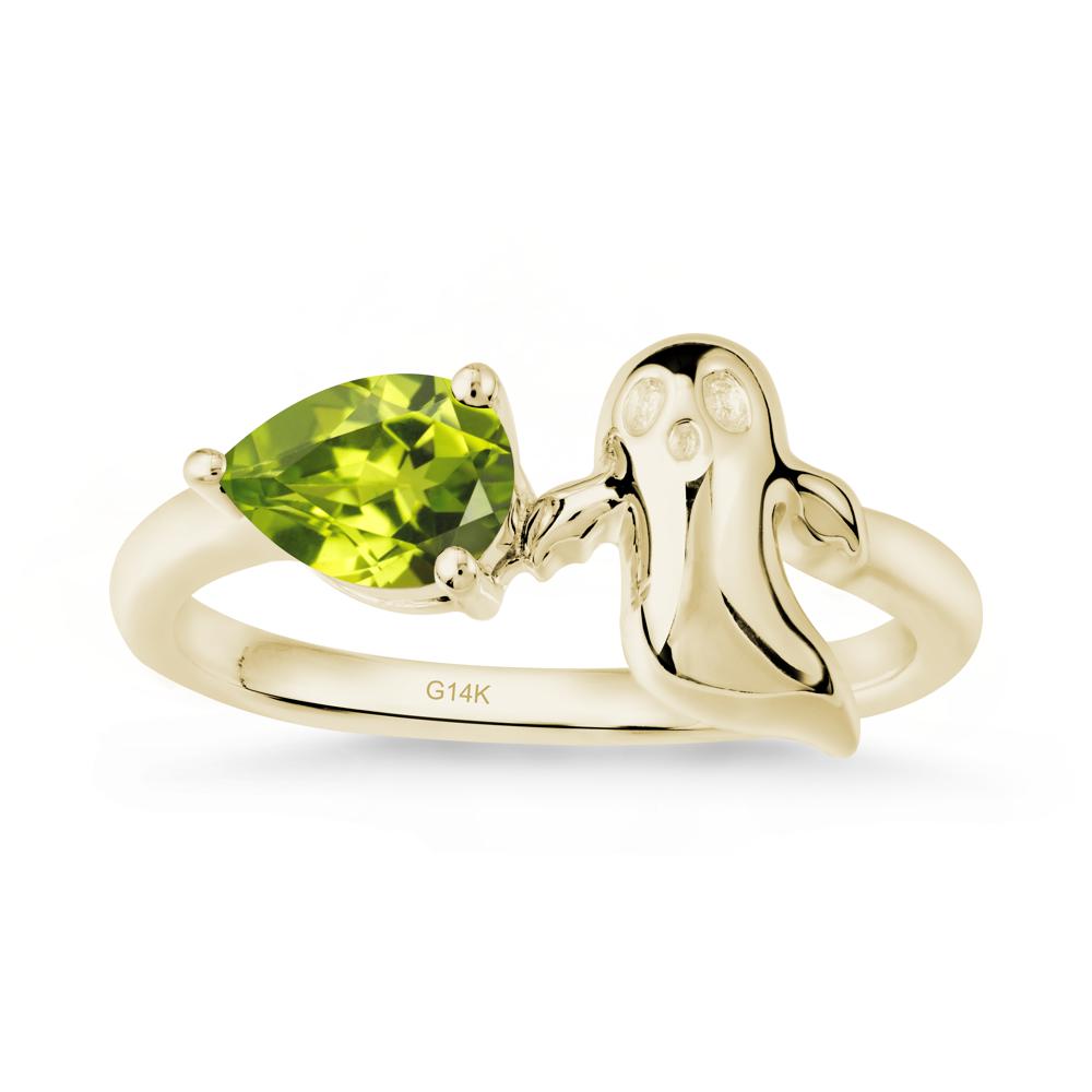 Pear Shapped Peridot Gothic Ring - LUO Jewelry #metal_14k yellow gold
