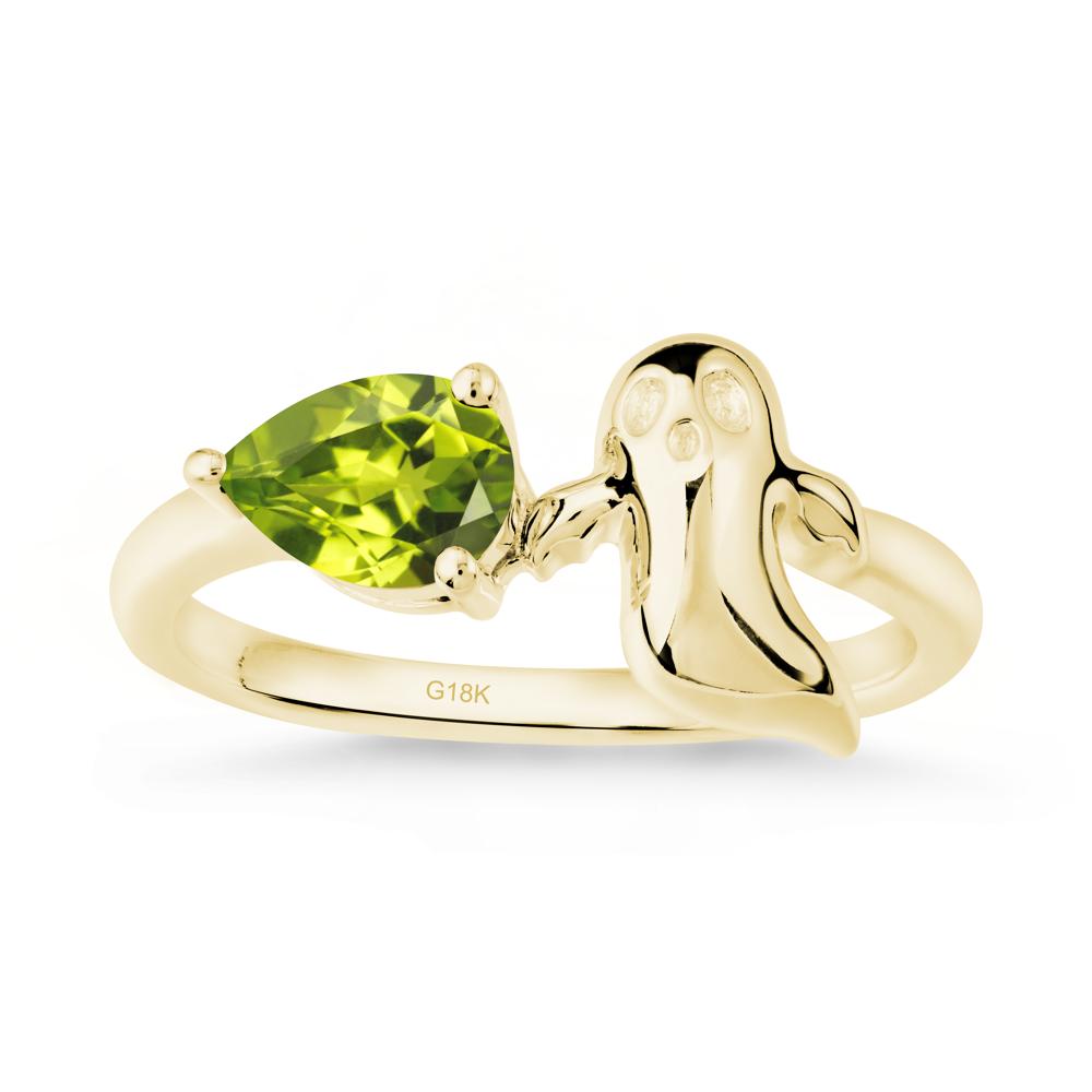 Pear Shapped Peridot Gothic Ring - LUO Jewelry #metal_18k yellow gold