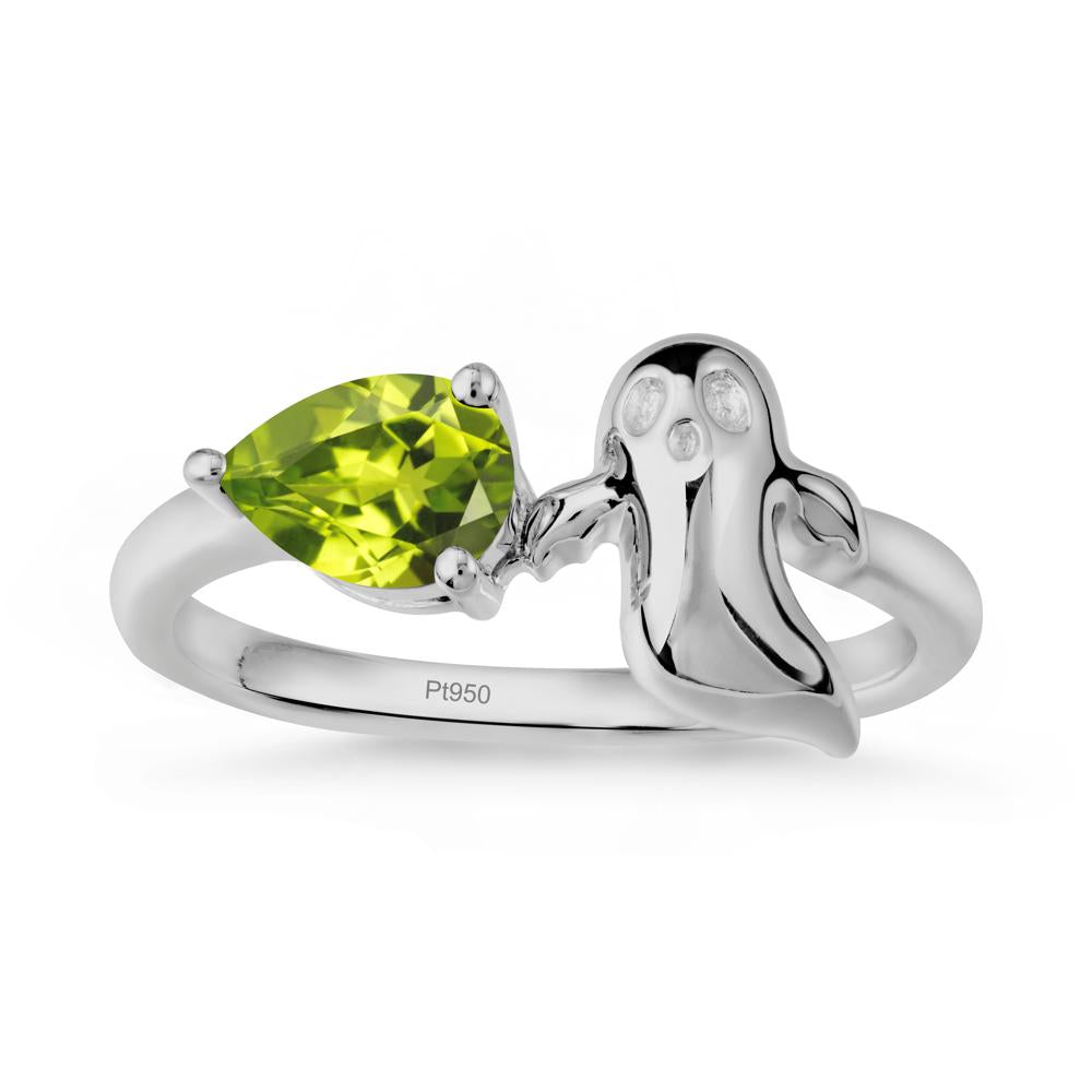 Pear Shapped Peridot Gothic Ring - LUO Jewelry #metal_platinum