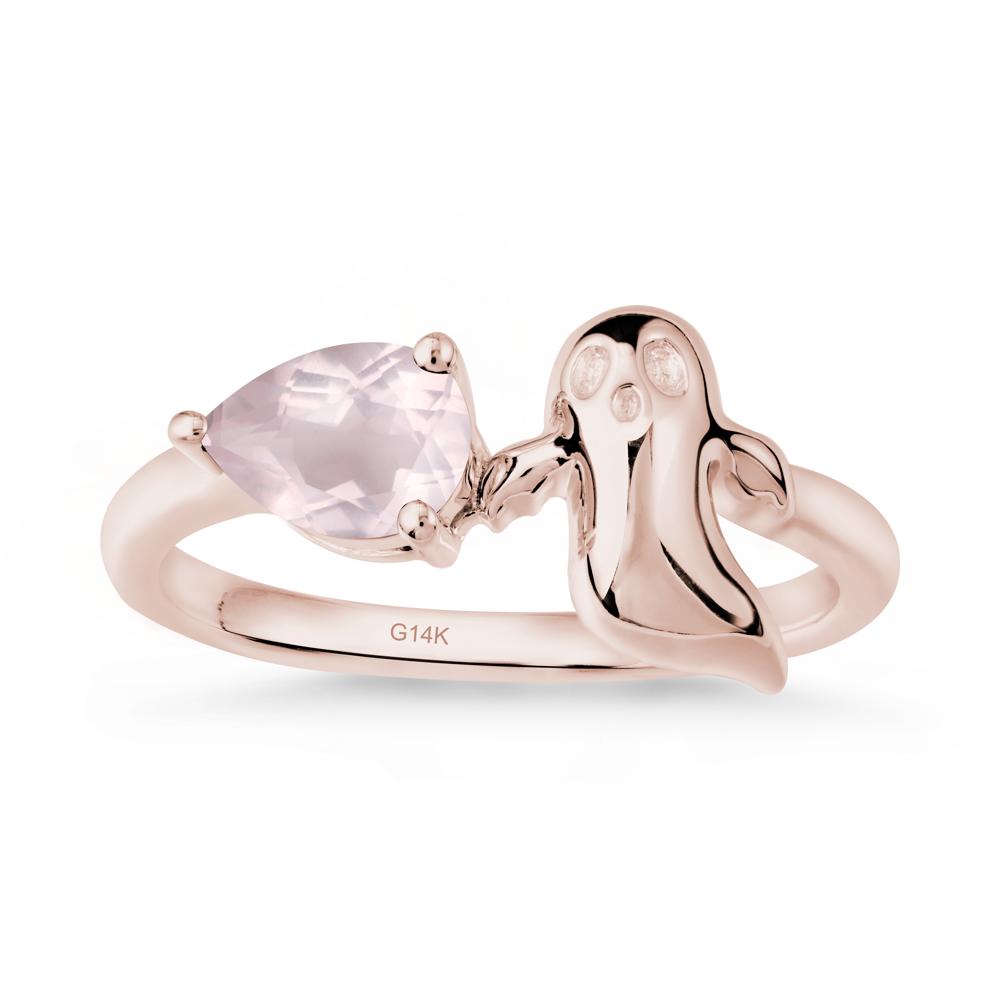 Halloween Ghost Rose Quartz Ring - LUO Jewelry #metal_14k rose gold