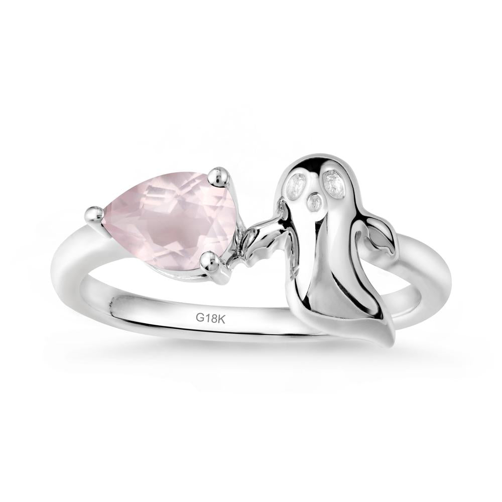 Halloween Ghost Rose Quartz Ring - LUO Jewelry #metal_18k white gold